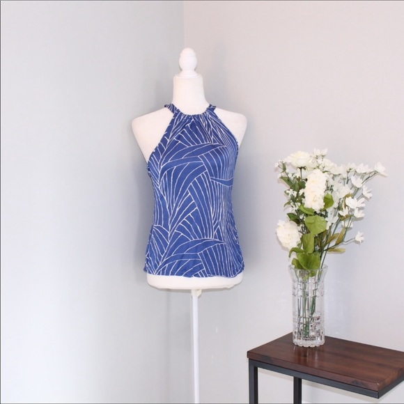Ann Taylor Tops - Ann Taylor Blue Patterned Halter Style Tank SP